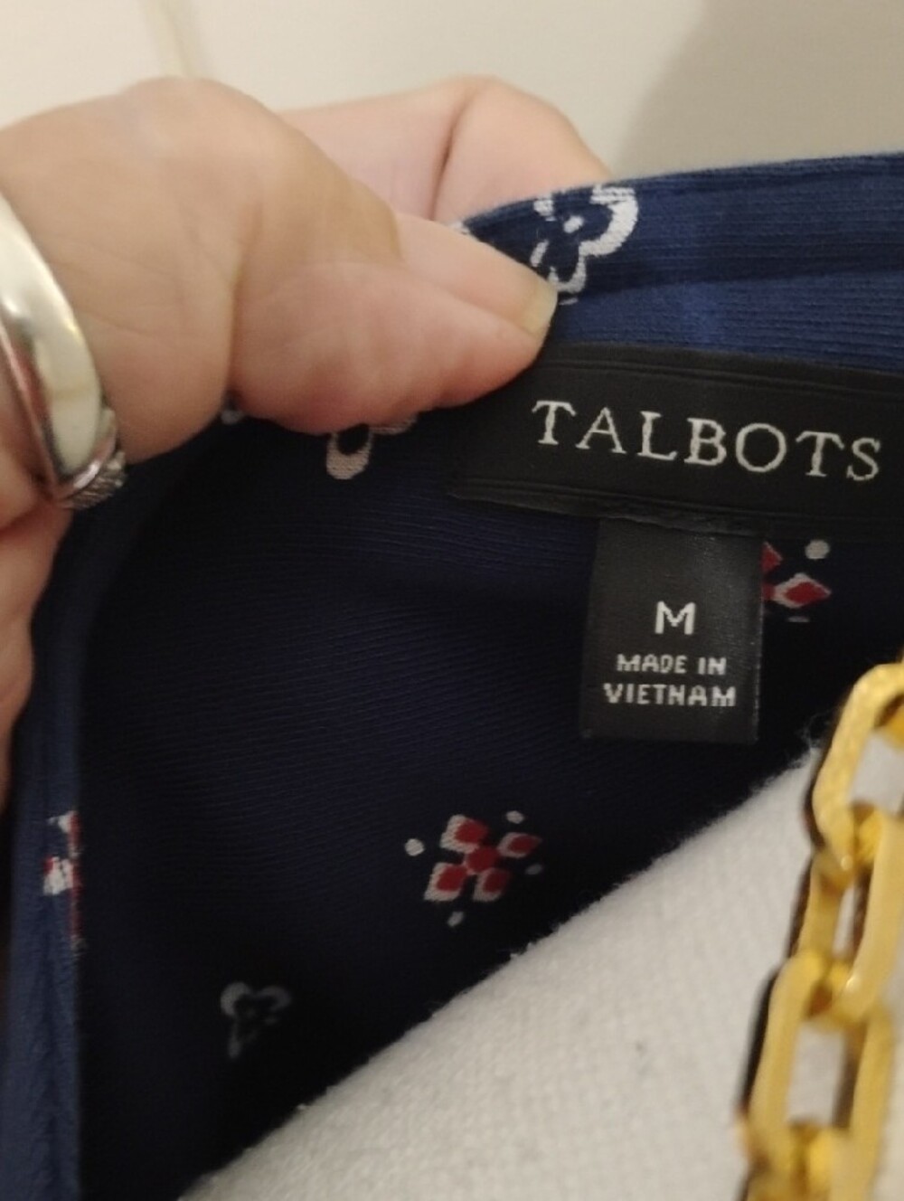 Talbots Navy Blue Printed Midi Dress - Picture 7 of 7